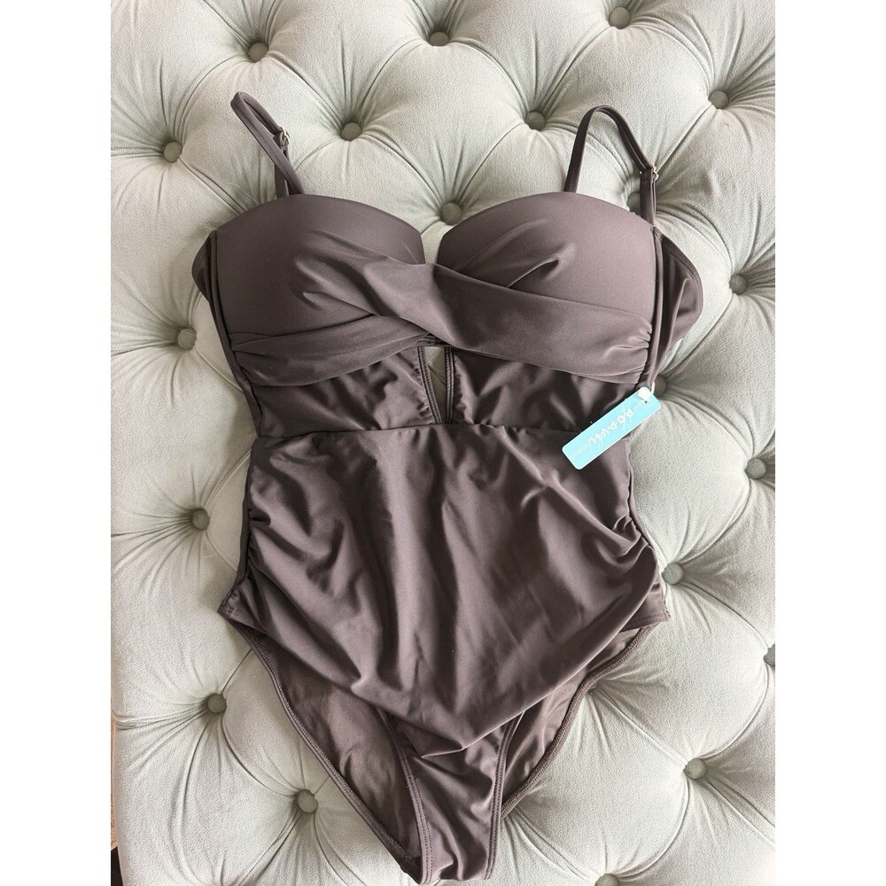 Popvil Black One Piece Swimsuit Medium M Adjustable Straps NWT